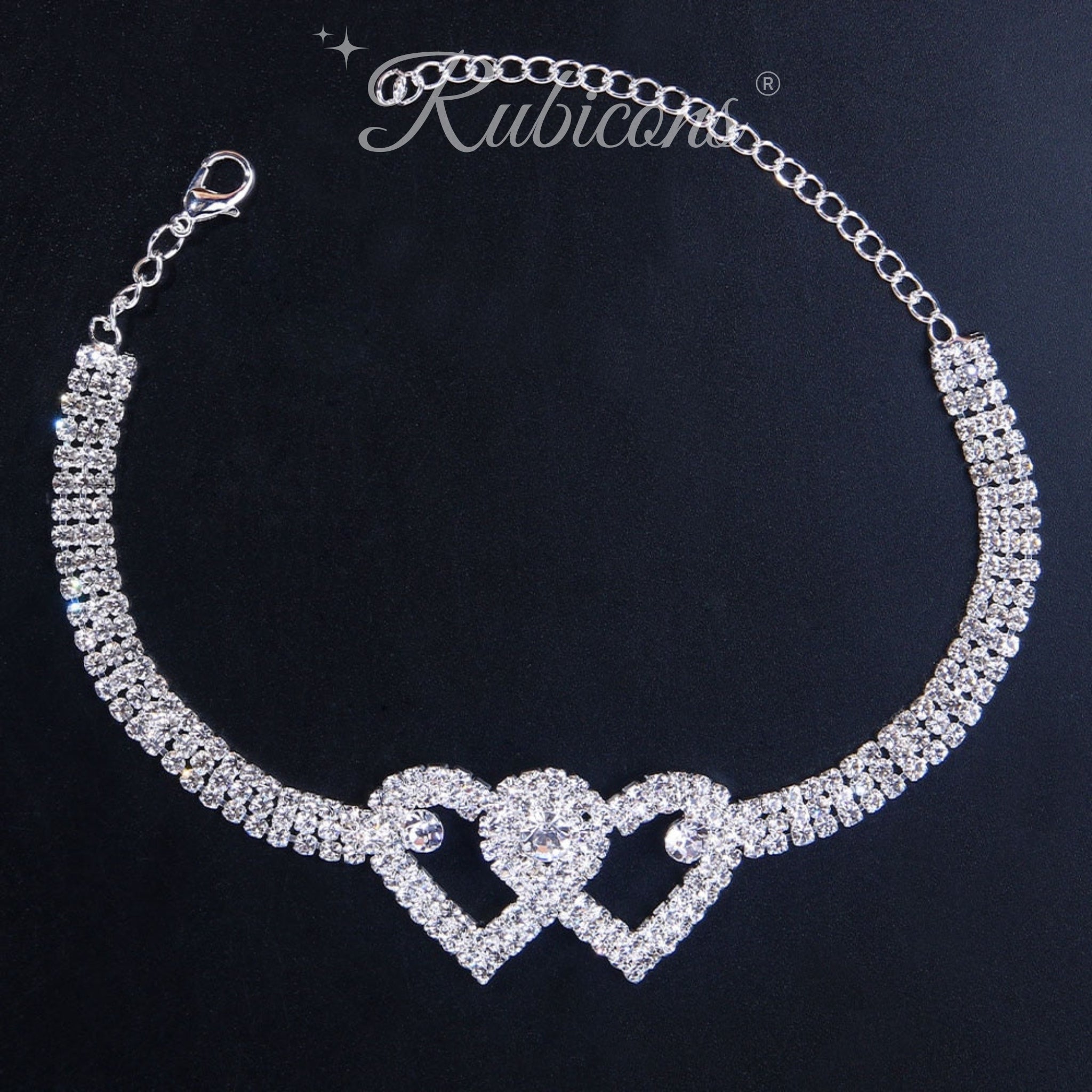 Crystal Tennis Heart Anklet