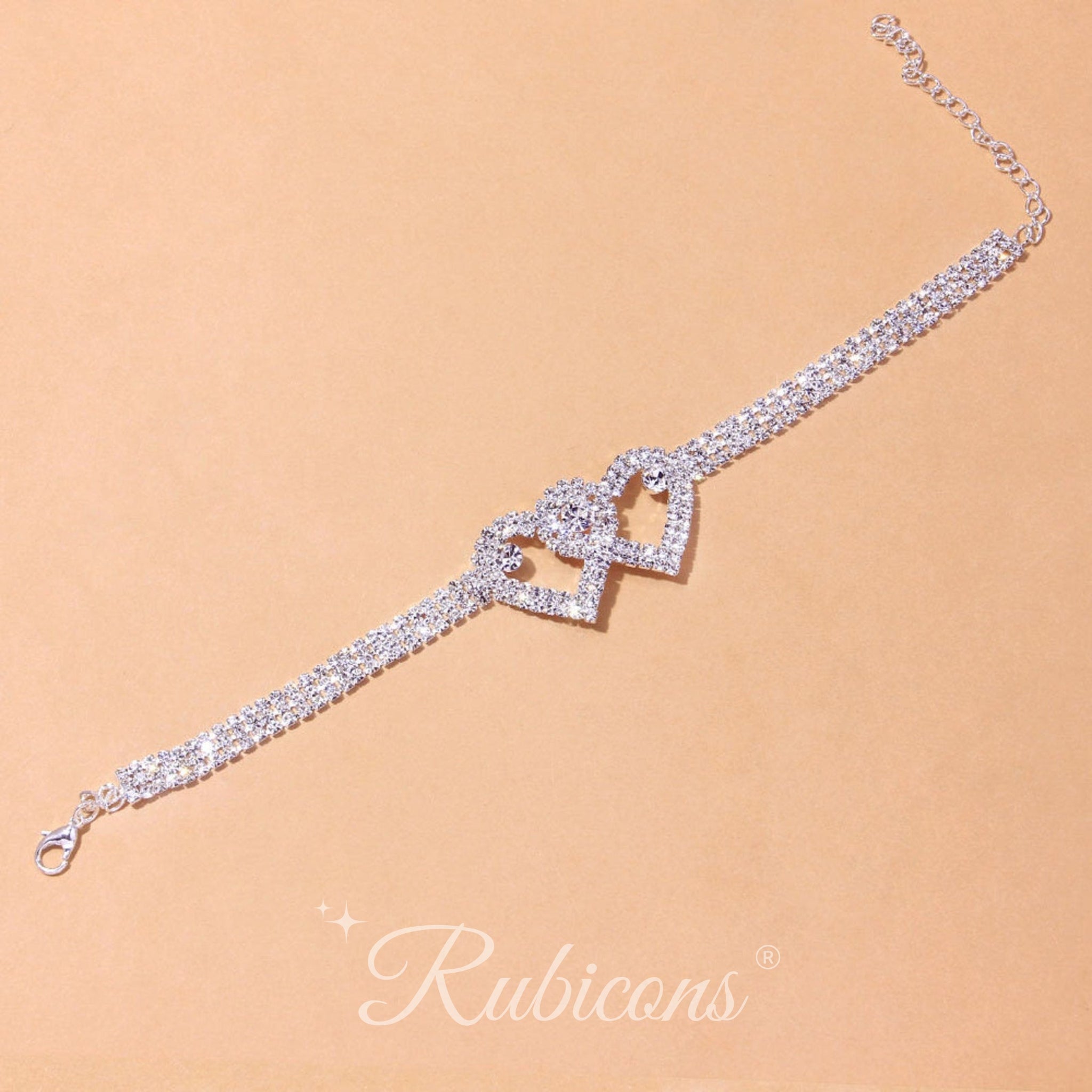 Crystal Tennis Heart Anklet