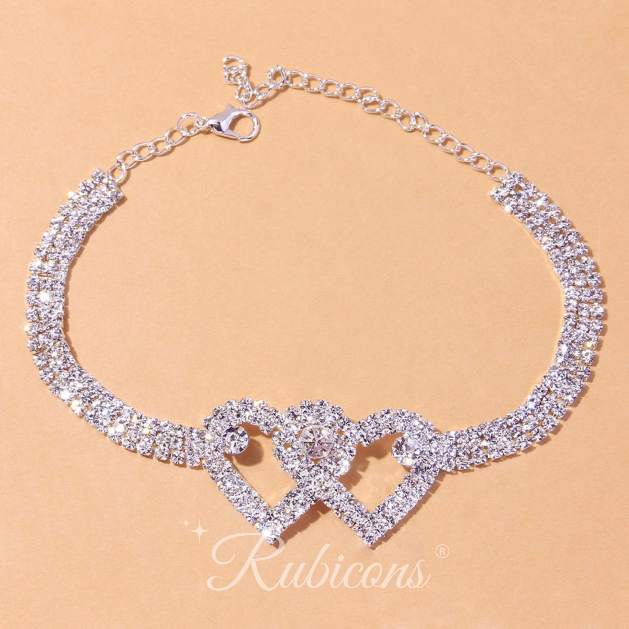 Crystal Tennis Heart Anklet