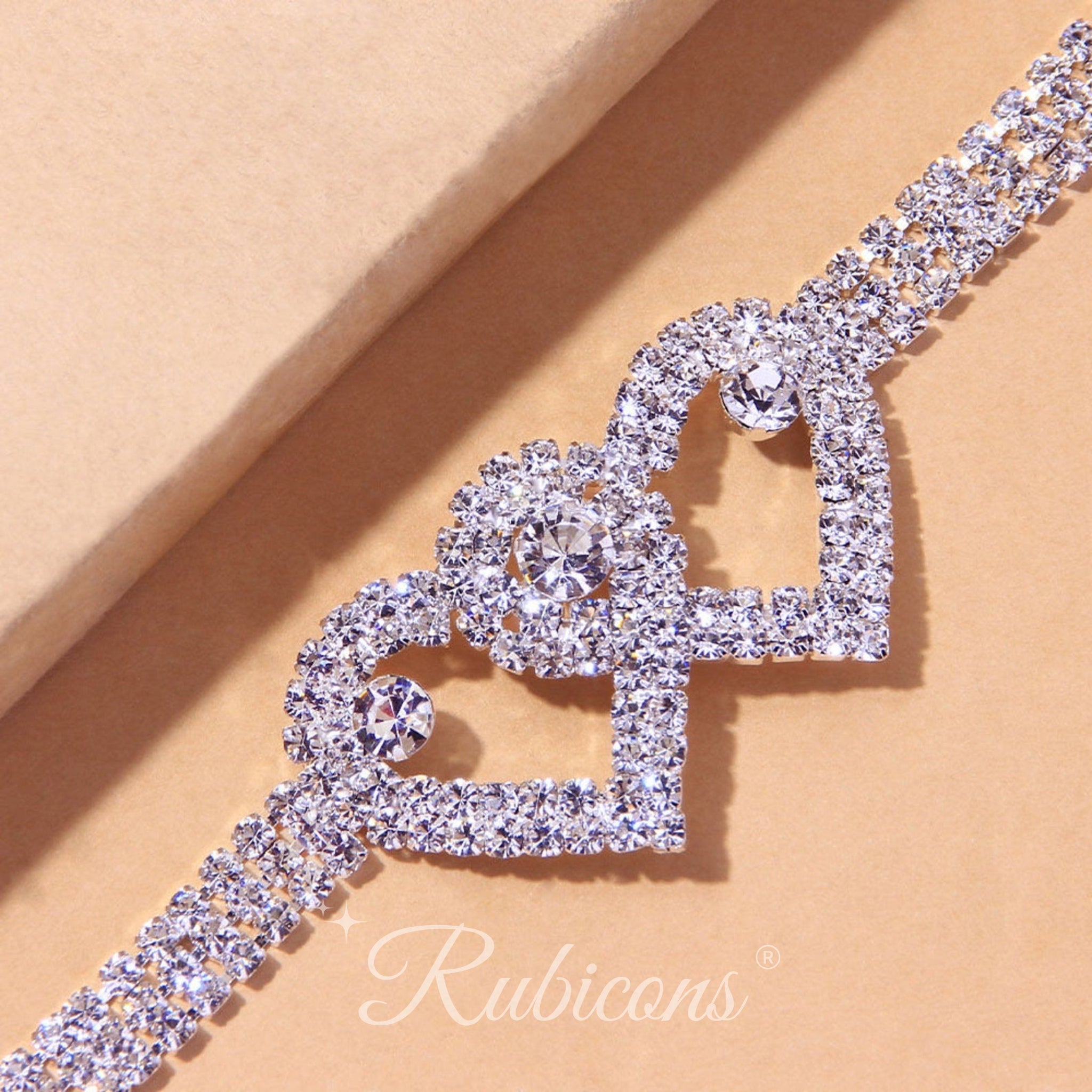 Crystal Tennis Heart Anklet (PAIR)