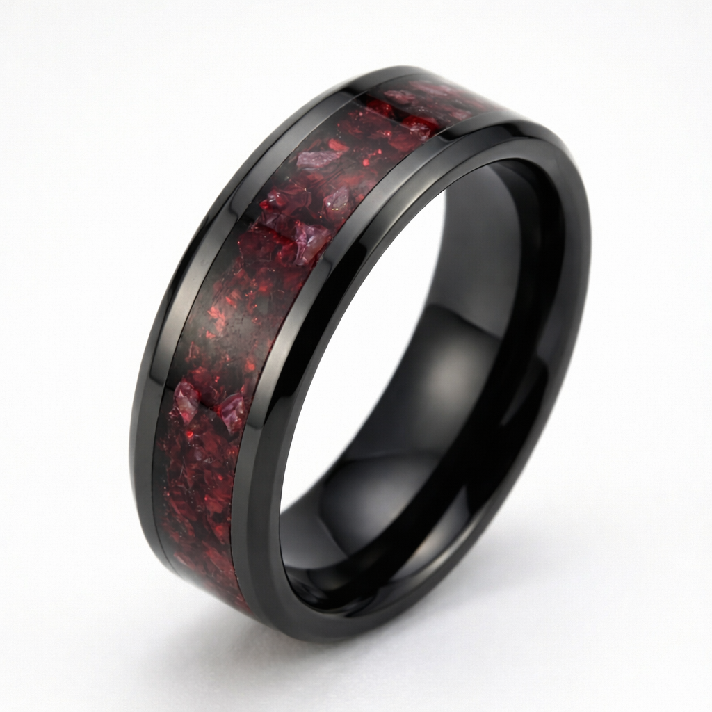 SCARLET RUBY COUPLE RING SET