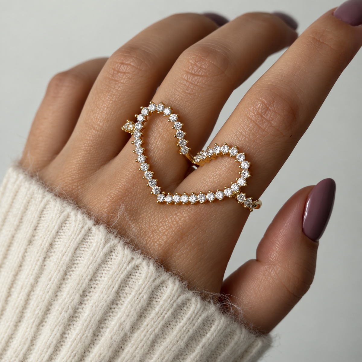 Pavé Gold Heart Ring