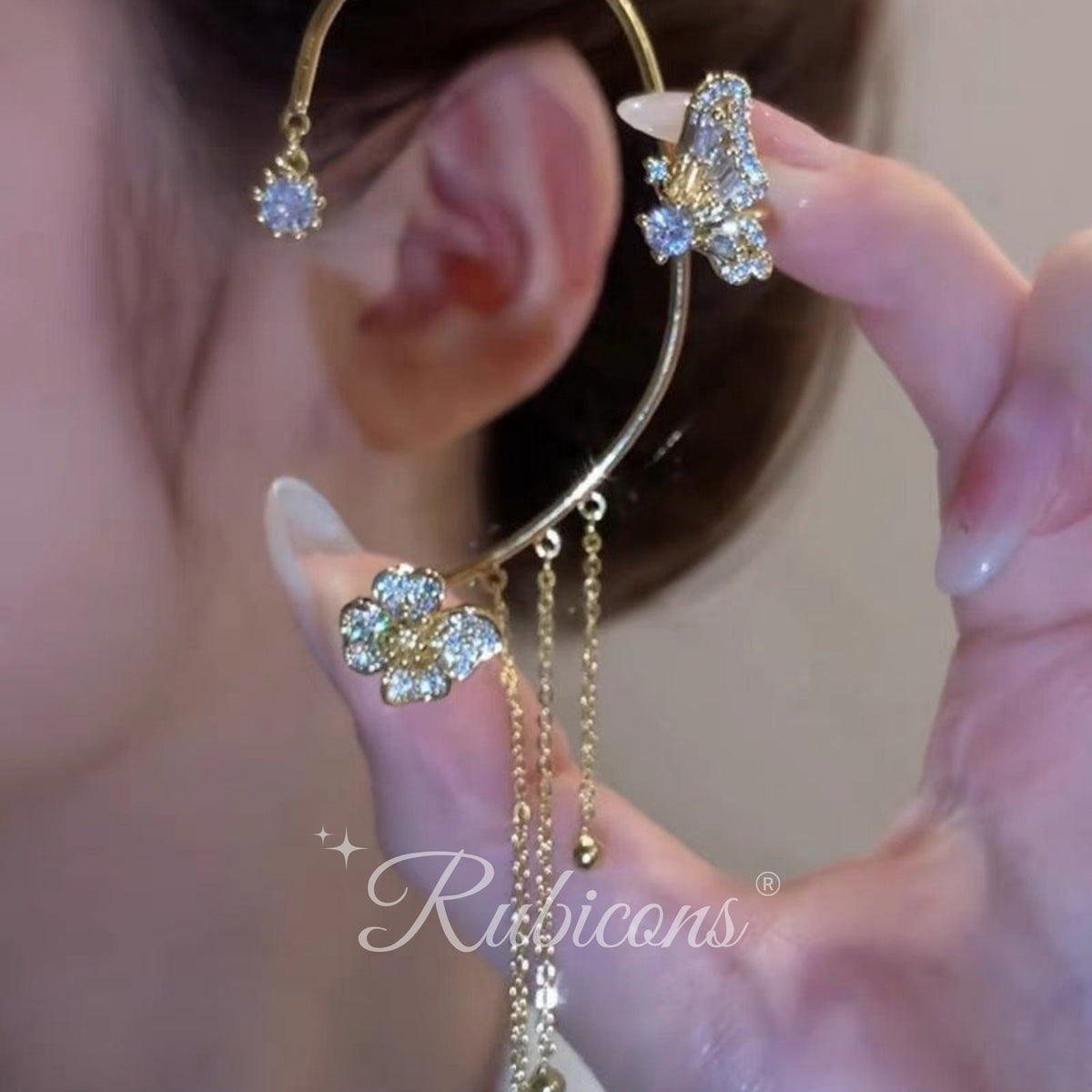 Crystal Butterfly Earrings Silver