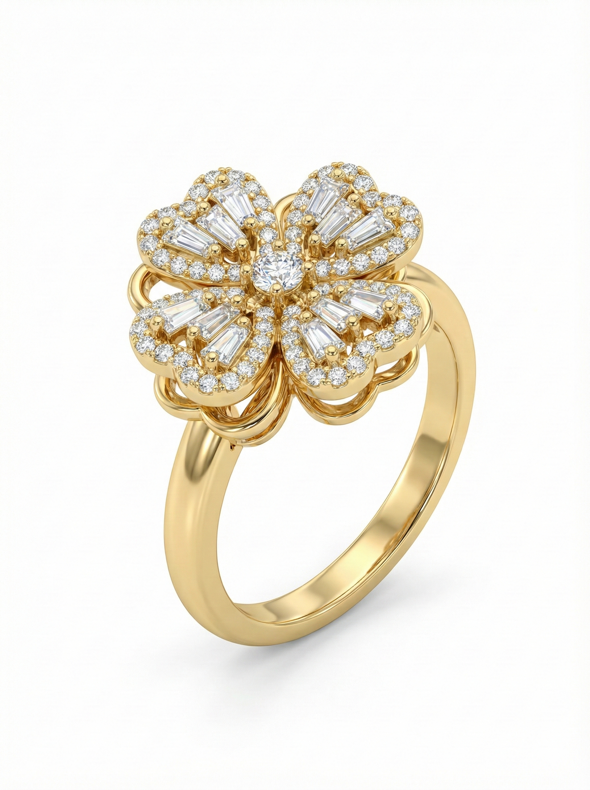 Pave Gold Flower Ring