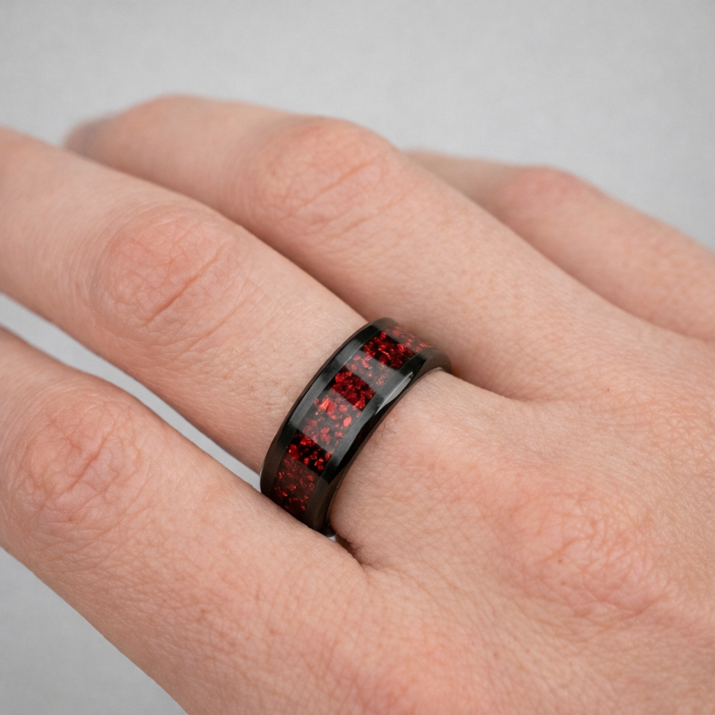 SCARLET RUBY COUPLE RING SET