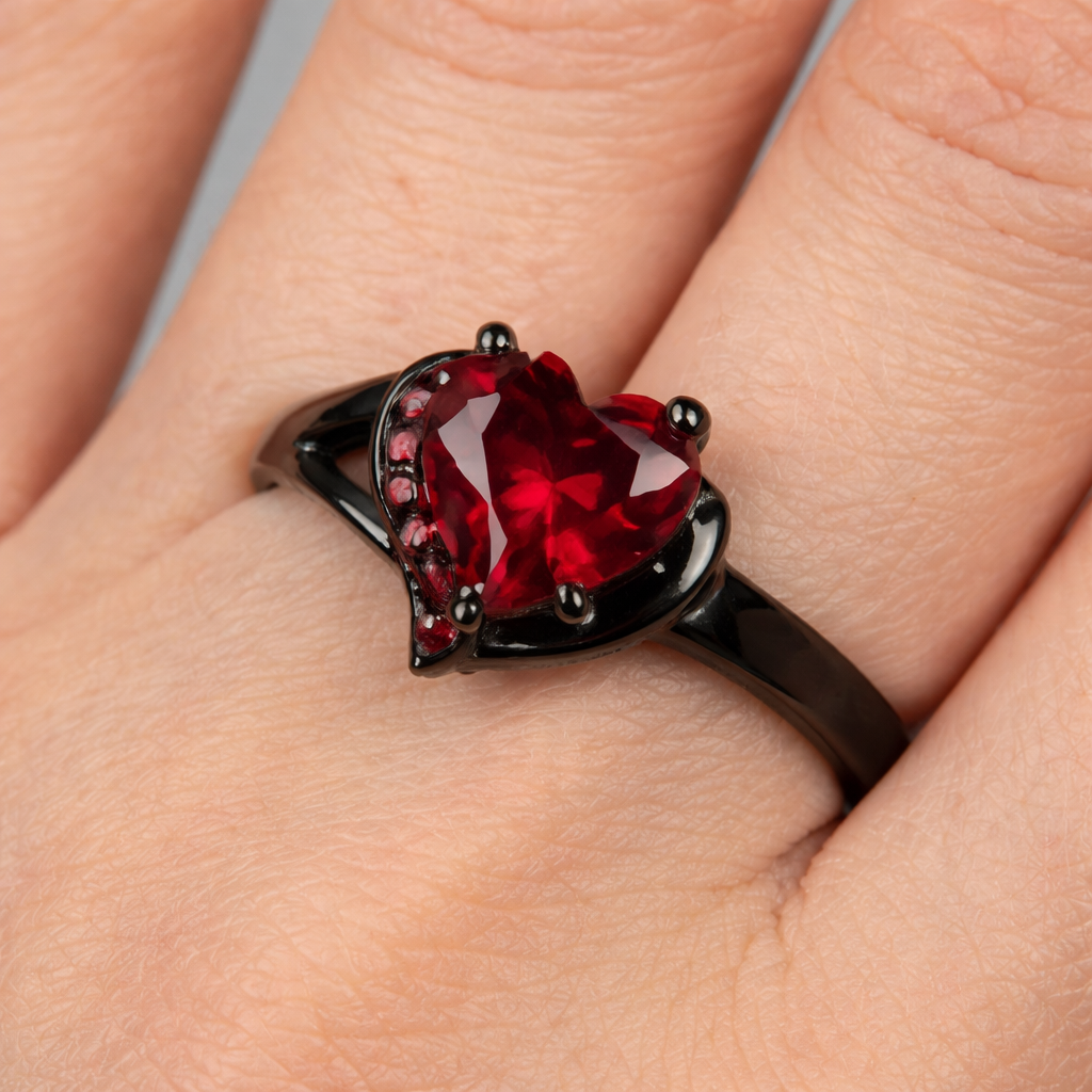SCARLET RUBY COUPLE RING SET