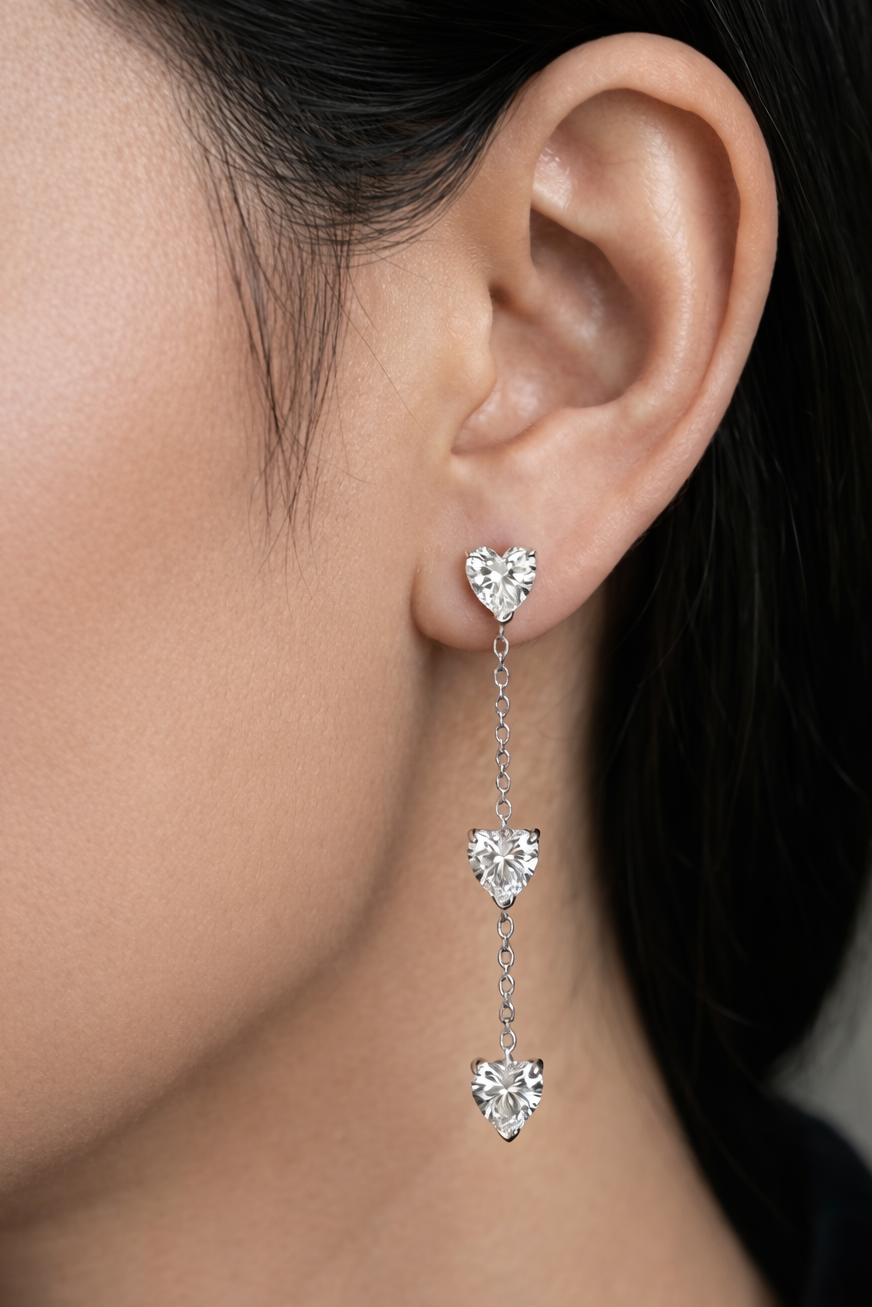 CRYSTAL RAIN DROP HEART SET