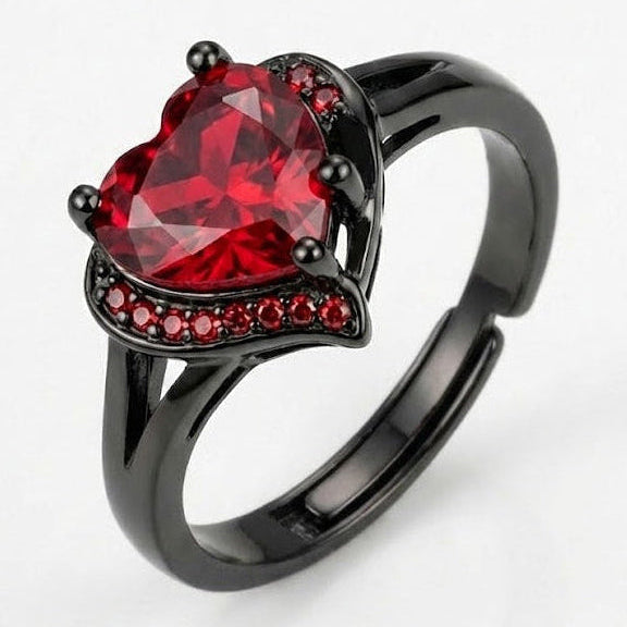 SCARLET RUBY COUPLE RING SET