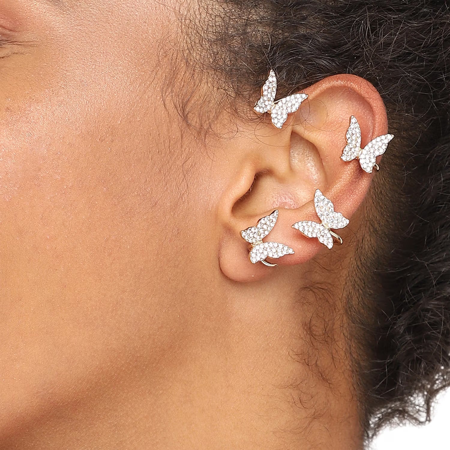Crystal Butterfly Cuff Earrings (PAIR)