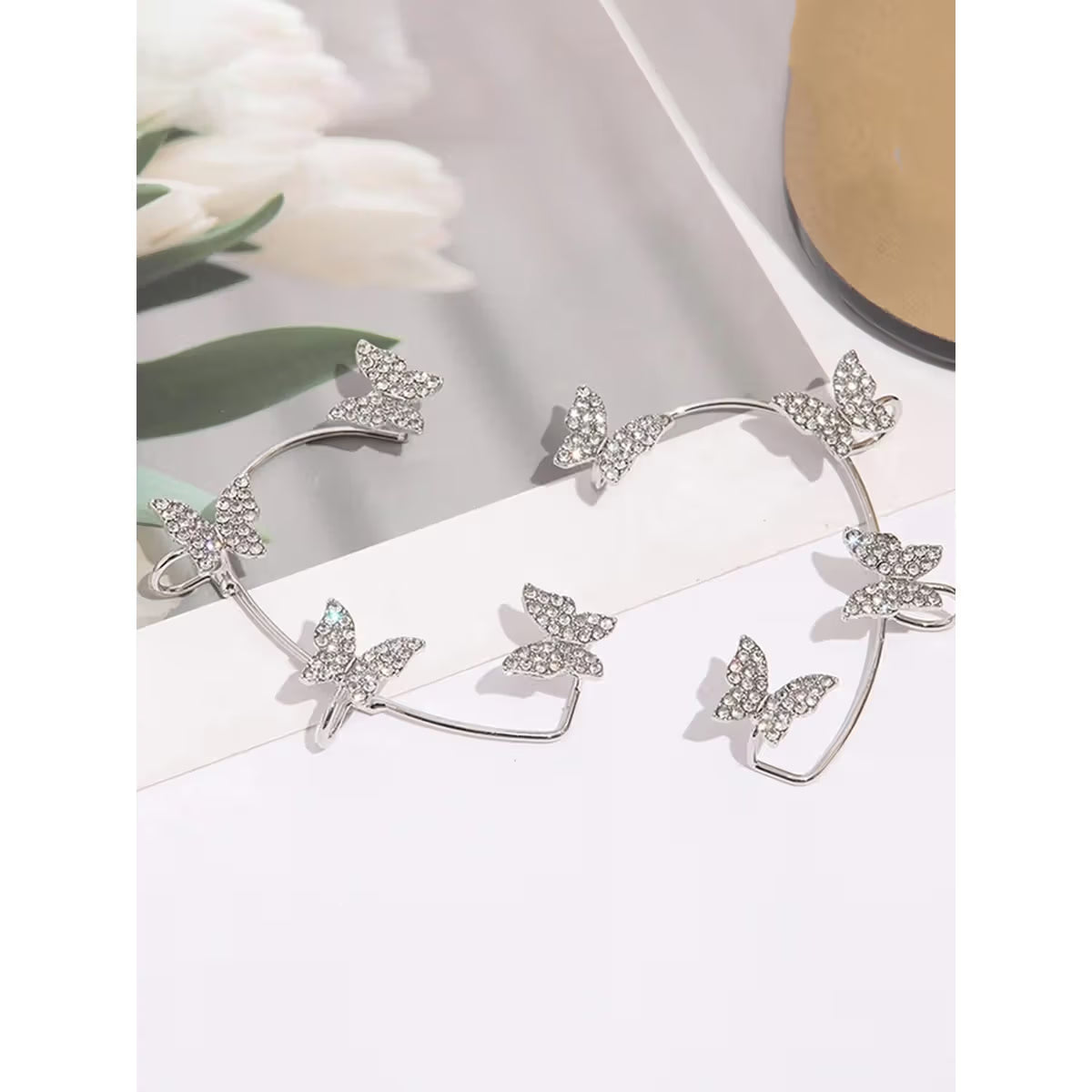 Crystal Butterfly Cuff Earrings (PAIR)