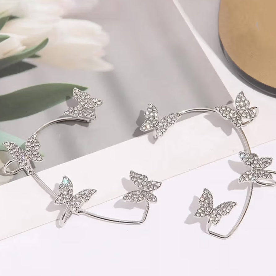 Crystal Butterfly Cuff Earrings (PAIR)